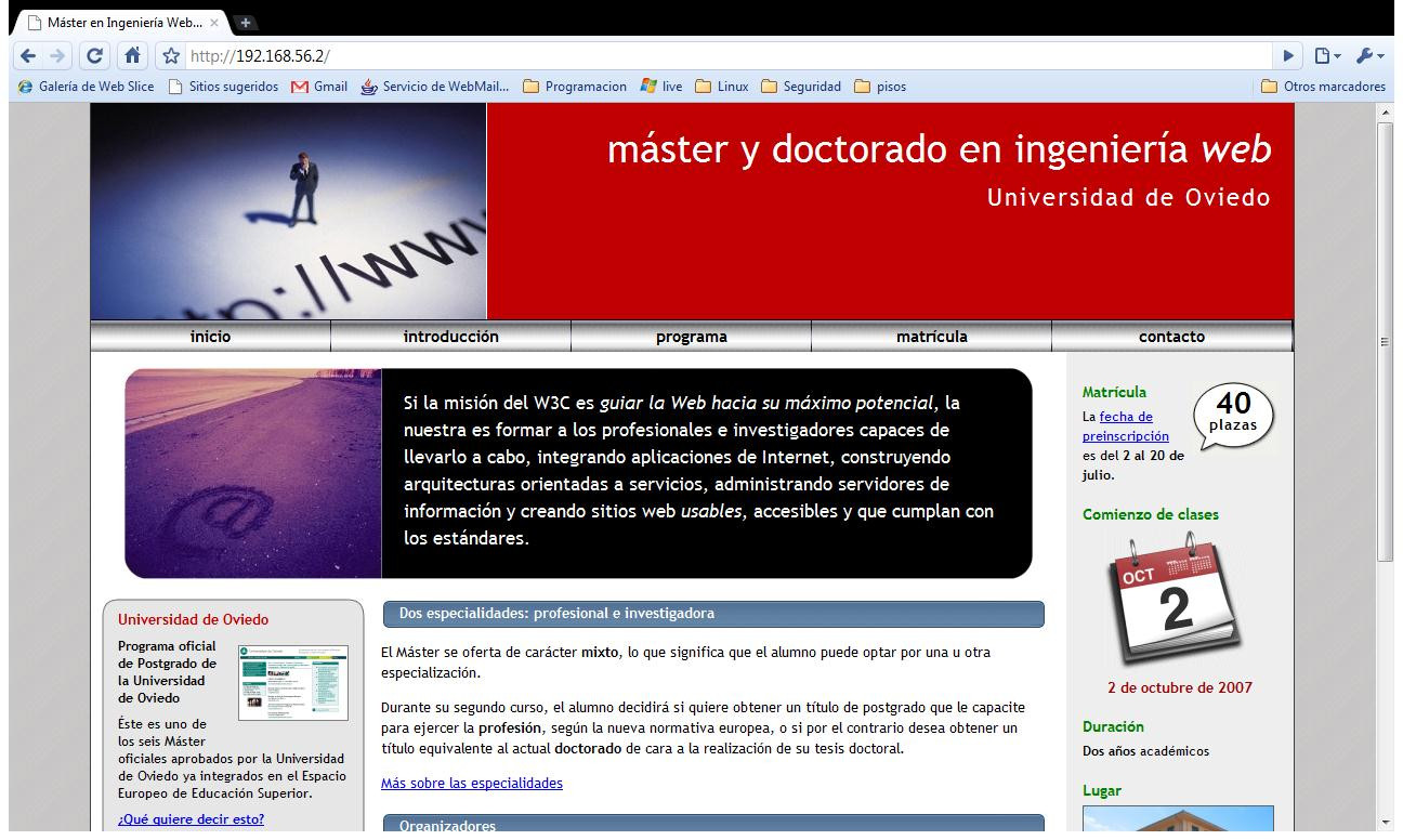 Página del máster