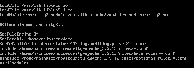 Configuración adicional de mod_security
